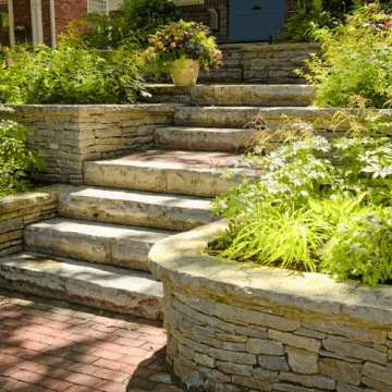 Retaining Wall and stone steps