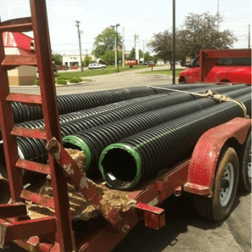 Drainage pipes on truck